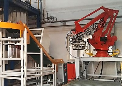 元明粉自動拆垛機(jī)器人 編織袋自動拆垛機(jī)現(xiàn)場